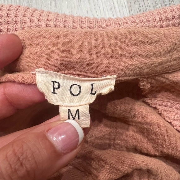 POL Lagenlook Waffle Knit Gauze Oversized Button Down Shacket Top Medium - Picture 6 of 9